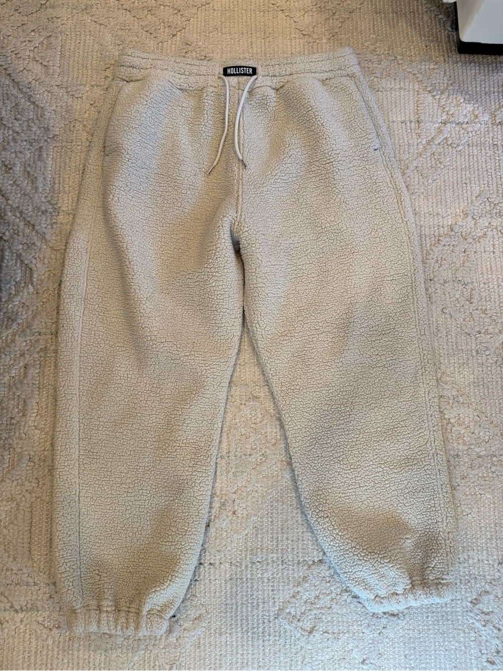 Hollister California Sherpa Fleece Jogger Sweatpants Cream Size L